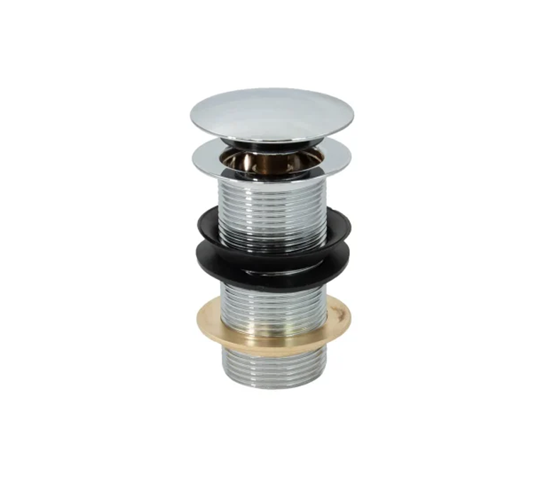 Peerless Flat Mushroom Clicker Basin Waste - Unslotted - 1 1/4" - Chrome - (Brass Backnut) - 201324