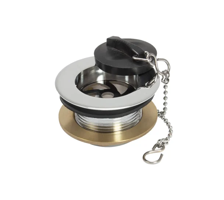 Peerless Tubby Poly Plug Bath Waste (with Chain) - 1 1/2" - Chrome - (Brass Backnut) - 201340