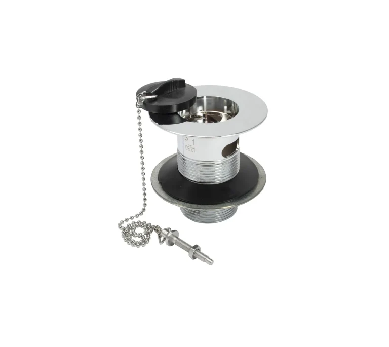 Peerless Poly Plug Belfast Sink Waste (with Chain) - Slotted - 1 1/2" - Chrome - (Metal Backnut) - 201371