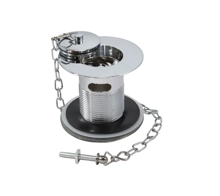 Peerless Brass Plug Belfast Sink Waste (with Brazed Chain) - Slotted - 1 1/2" - Chrome - (Metal Backnut) - 201376