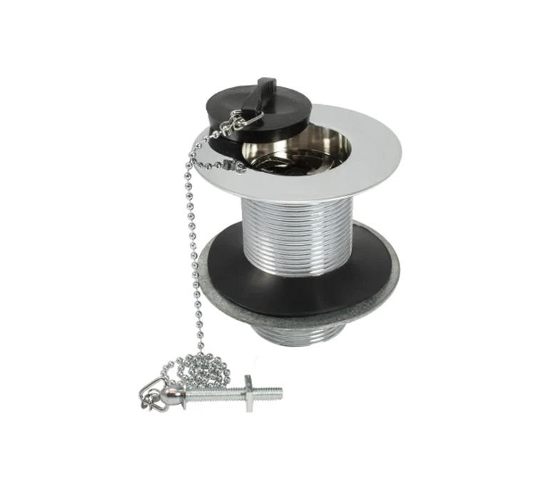 Peerless Poly Plug London Sink Waste (with Chain) - Unslotted - 1 1/2" - Chrome - (Metal Backnut) - 201403