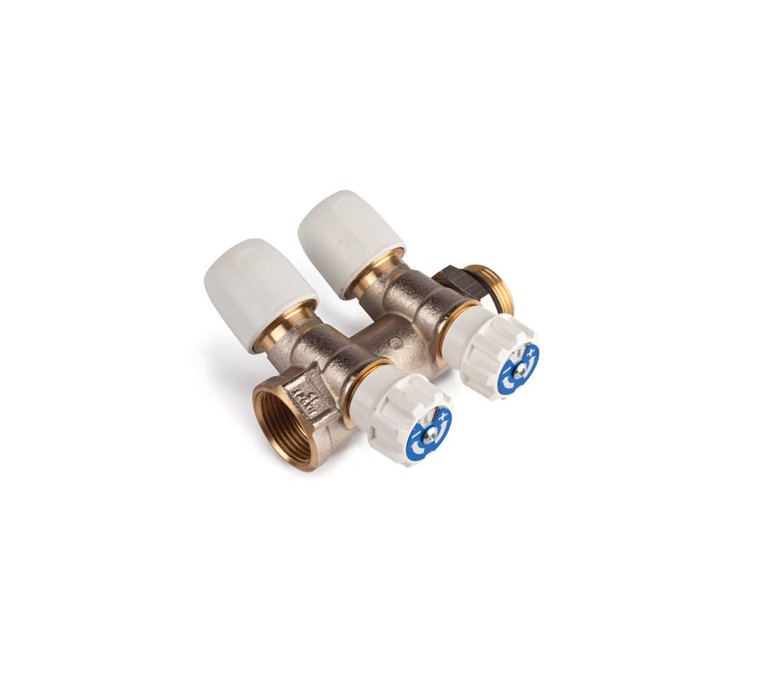 Hep2O Manifold Valved (Plated Brass) - 15mm x 3/4" 2-Port - HX92T/15W