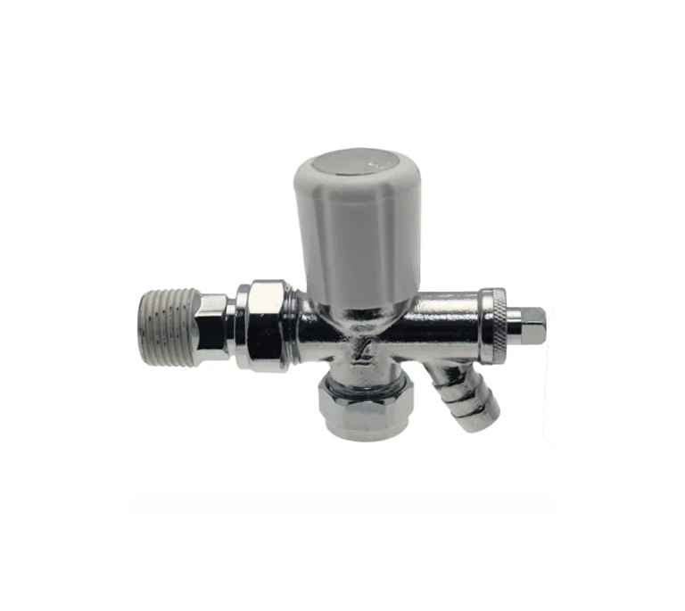 Trent Plus Radiator Valve with Drain Off - 15mm Angled - 1/2" Nut