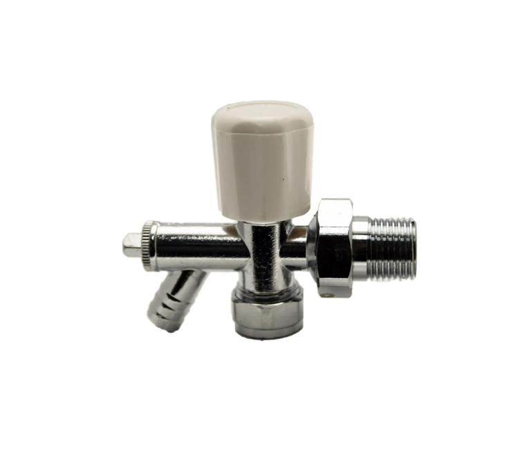 Trent Radiator Valve with Drain Off - 15mm Angled - 3/4" Nut