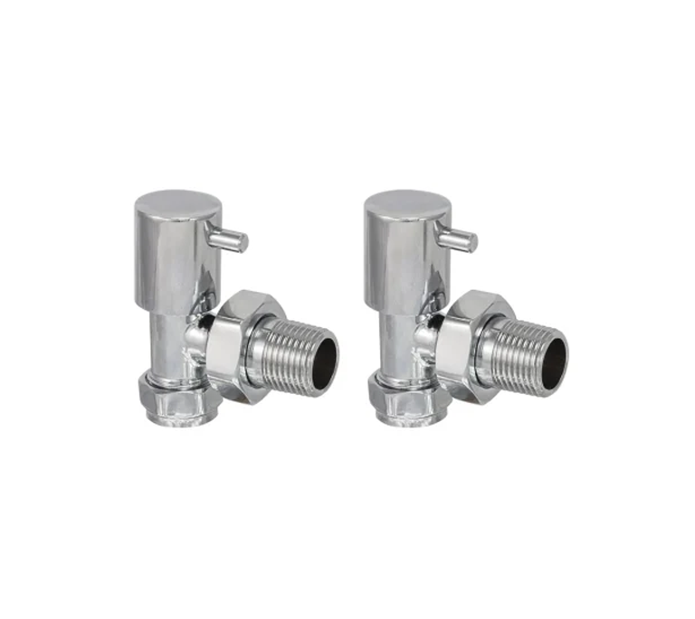 Contemporary Deluxe Towel Radiator Valve - 15mm Angled - Chrome (Pair)