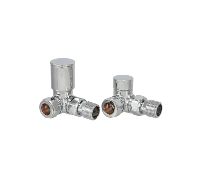 Towel Radiator Valve - 15mm Corner - Chrome (Pair)