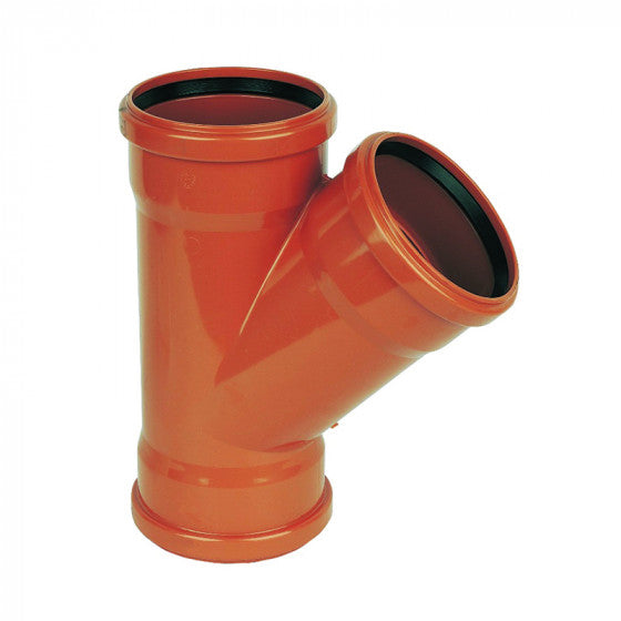 FloPlast 160mm Underground Drainage - Triple Socket Equal Junction 45° - 6D211