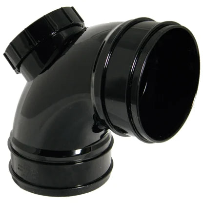 FloPlast 110mm Solvent Weld Soil - Double Socket Access Bend 92.5° - Black - SS569B