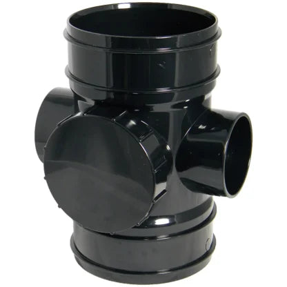 FloPlast 110mm Solvent Weld Soil - Double Socket Access Pipe - Black - SS275B