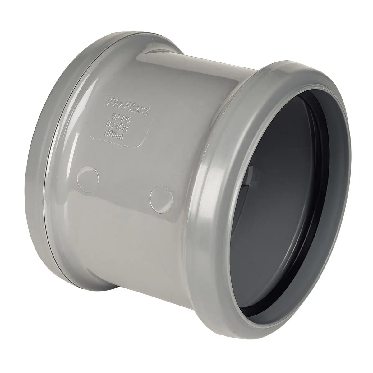 FloPlast 110mm Ring Seal Soil - Double Socket Coupling - Grey - SP105G