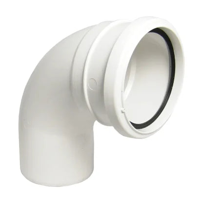 FloPlast 110mm Ring Seal Soil - Single Socket Bend 92.5° - White - SP161W