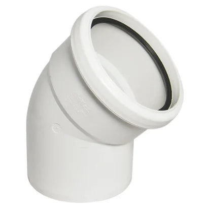 FloPlast 110mm Ring Seal Soil - Single Socket Bend 135° - White - SP163W