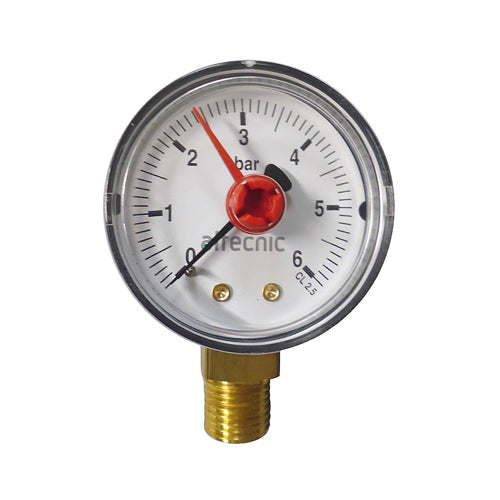 Altecnic 50mm Dial Pressure Gauge 0-6 Bar - 1/4" Bottom Connection - WI-557306