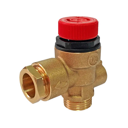 Altecnic 314 Series Safety Pressure Relief Valve with Gauge Port - 3 Bar - 1/2" M x 15mm - A314437CST