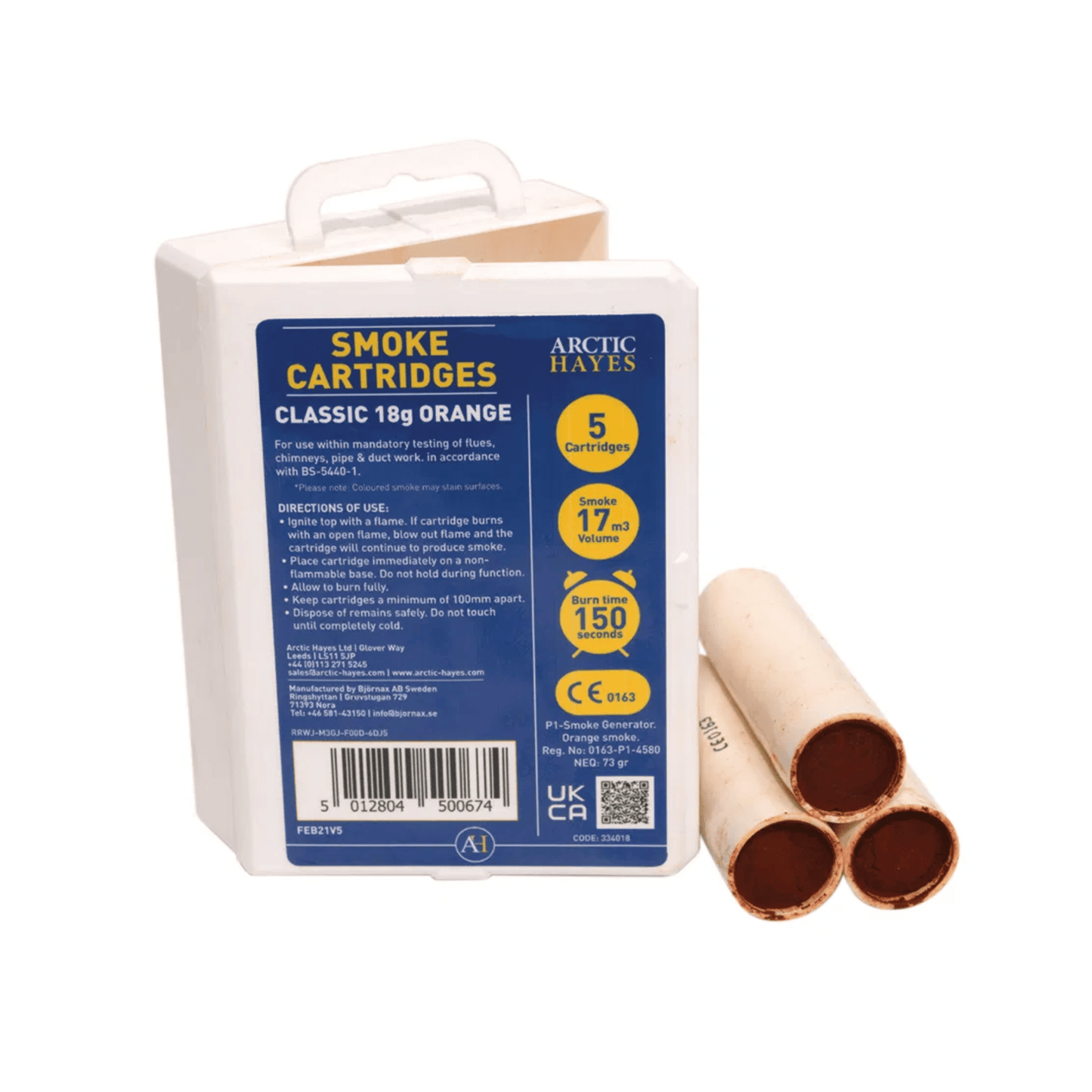 Arctic Hayes Smoke Cartridges - Pack of 5 - 18g - Orange - A334018