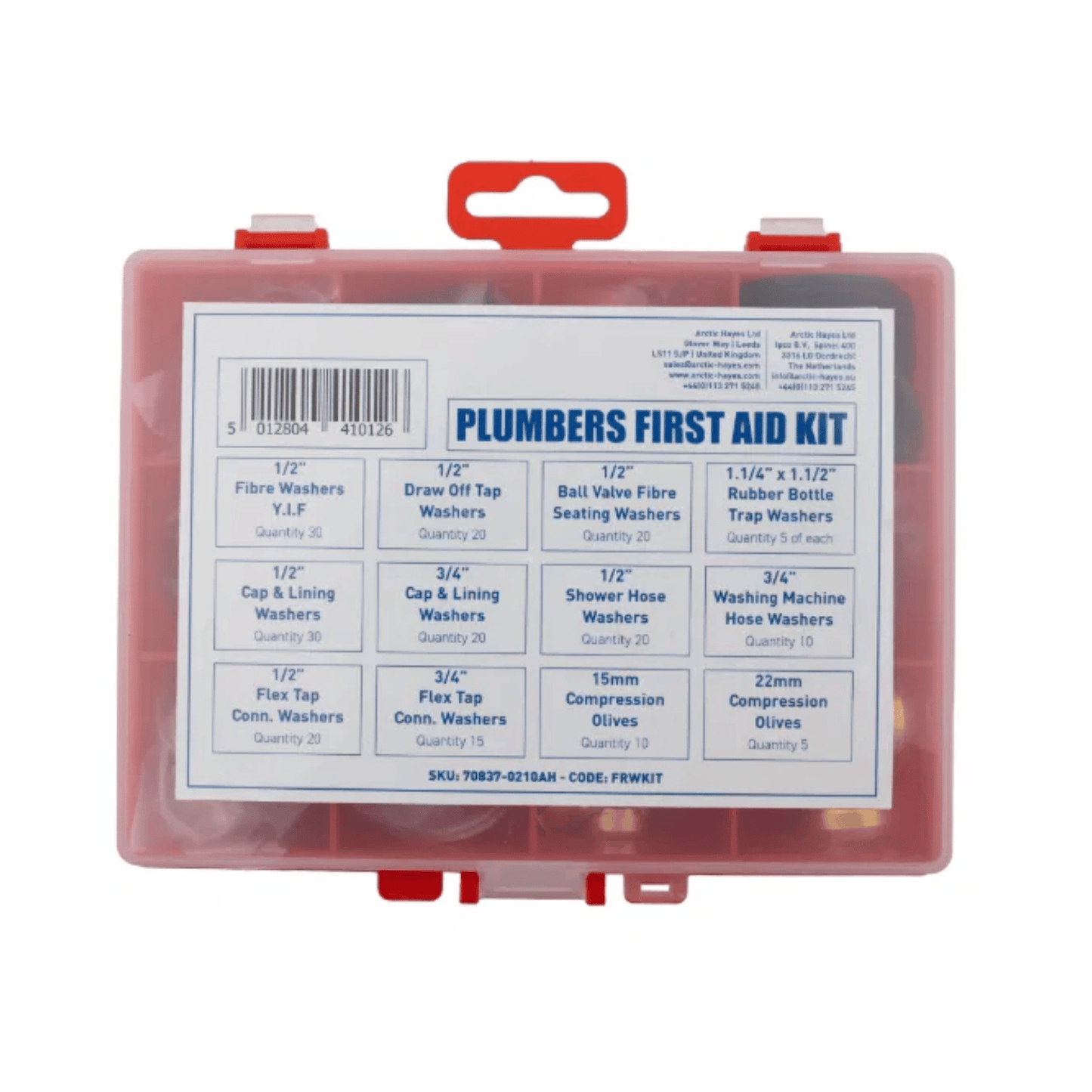 Arctic Hayes Fibre and Rubber Washer Kit in a Handy Reusable Storage Box - 210 Pieces - FRWKIT
