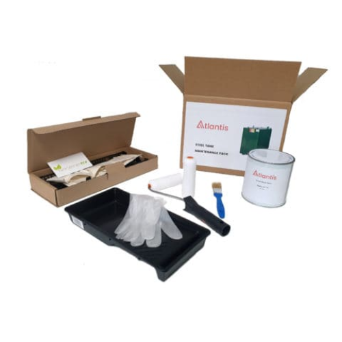 Atlantis Steel Tank Maintenance Pack (1 Litre Paint, Brush & Roller, Gloves & Wipes, Tank Sponge) - ACC.STM.PK