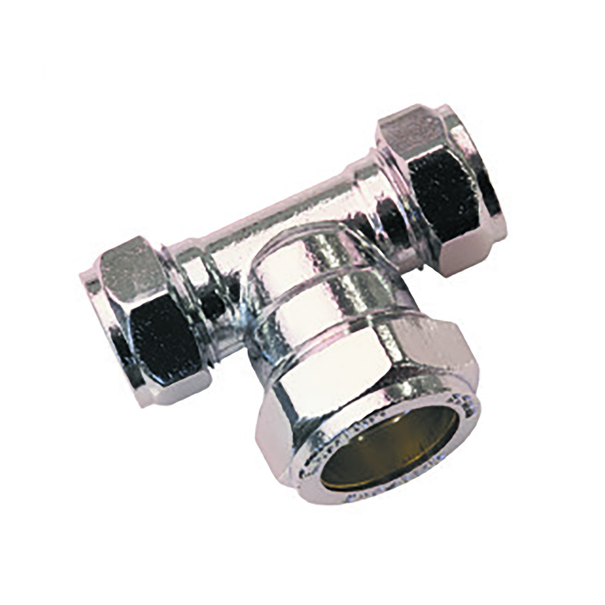 Chrome Plated Compression - Both Ends Reducing Tee - 22mm x 22mm x 28mm