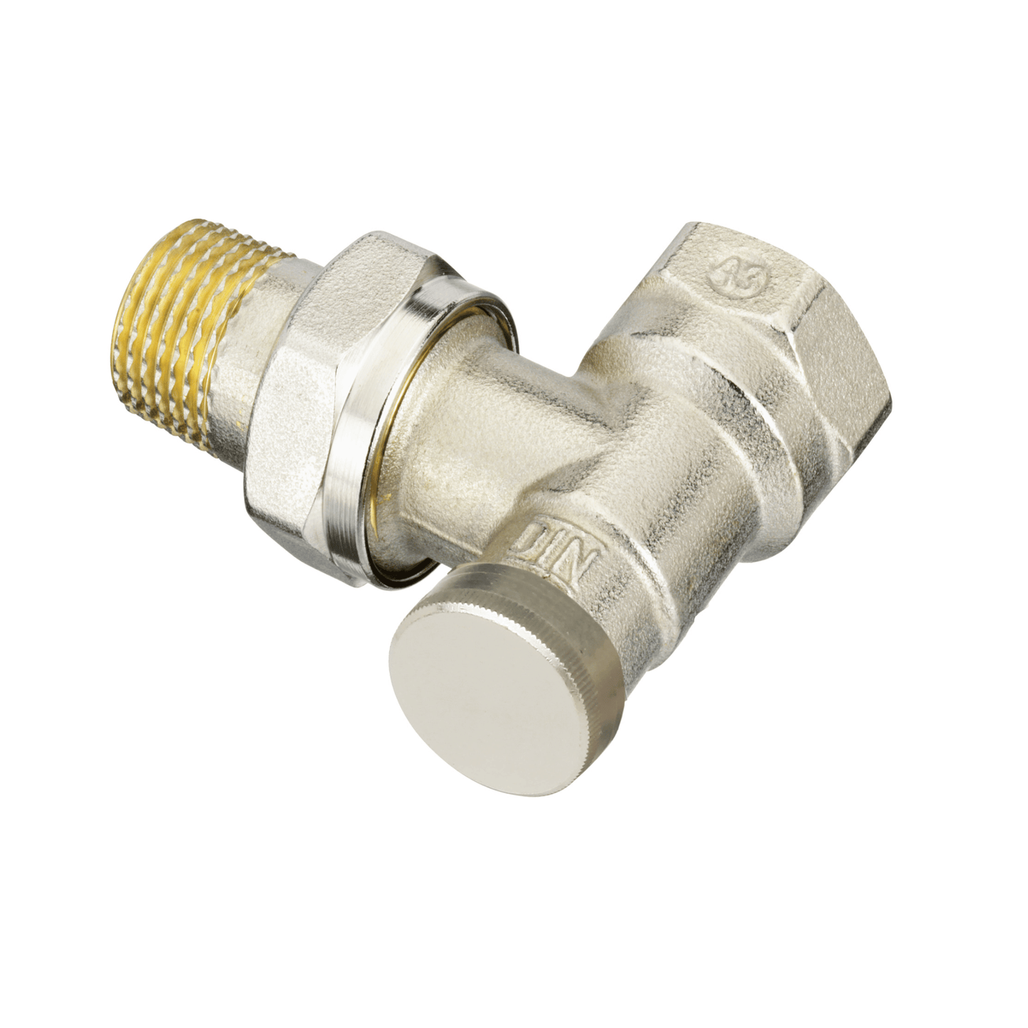 Danfoss RLV-S Lockshield Valve - Angled - Nickel Plated - 1/2" - 003L0123