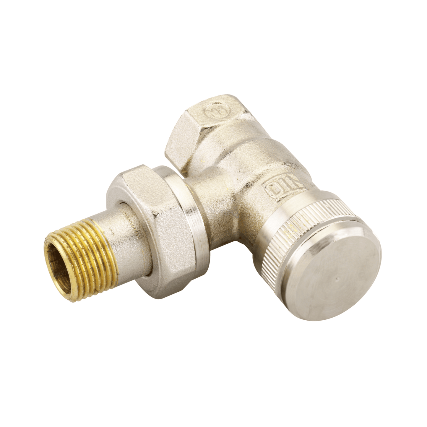 Danfoss RLV Lockshield Valve with Drain Off - Angled - Nickel Plated - 3/8" - 003L0141