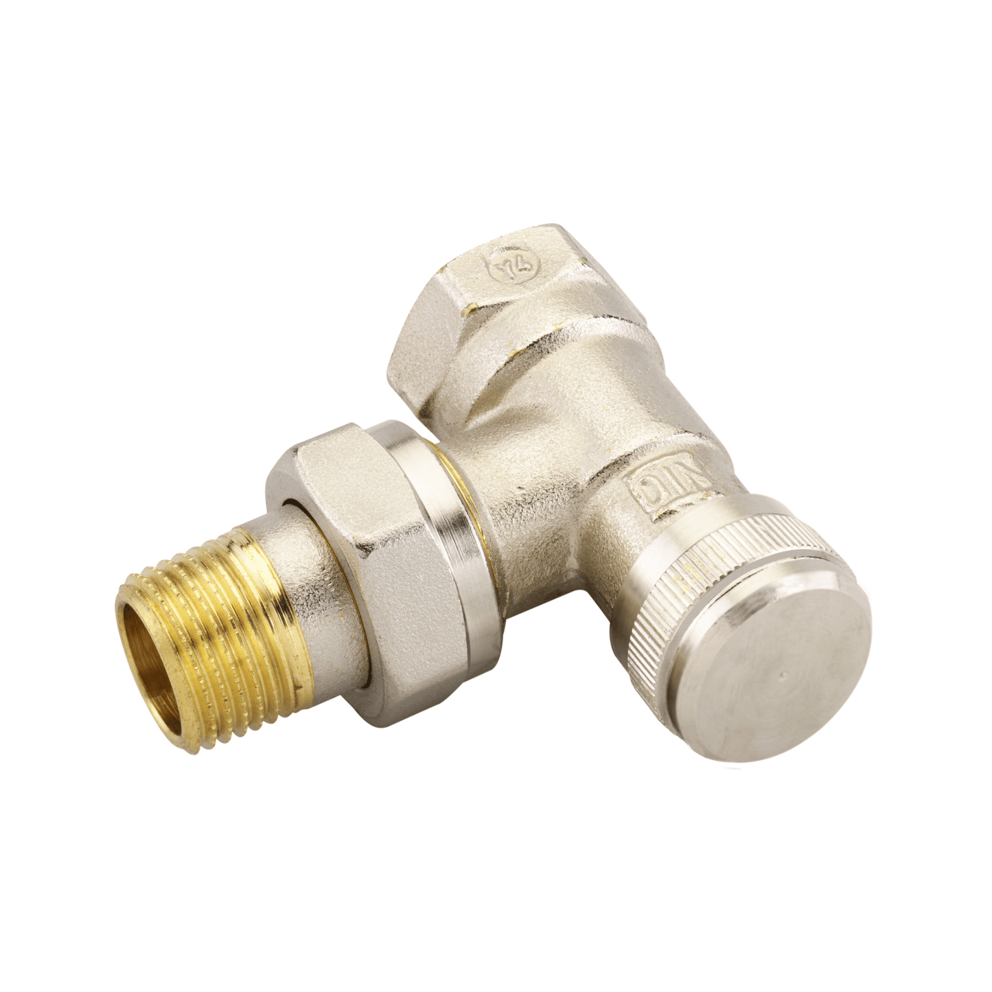 Danfoss RLV Lockshield Valve with Drain Off - Angled - Nickel Plated - 1/2" - 003L0143