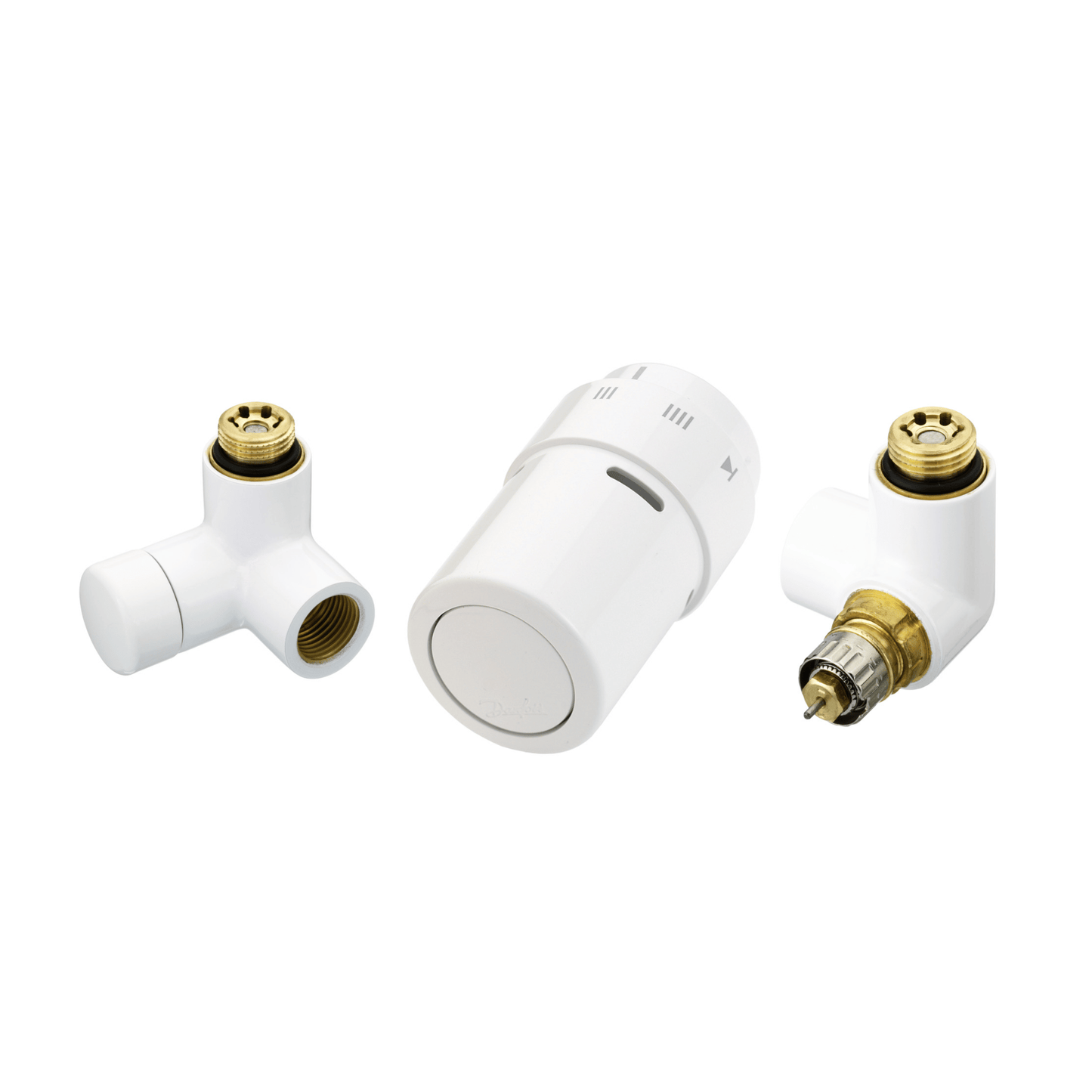 Danfoss RAX Design Set - RAX TRV and Lockshield Set - Right Hand - 1/2" - White (RAL 9016) - 013G4007