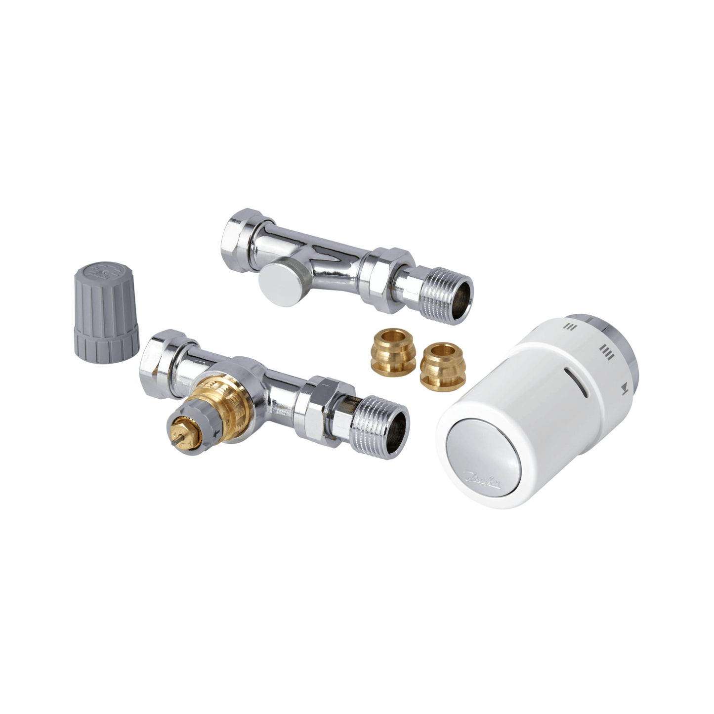 Danfoss RAS-D2 Radiator Pack - Straight - 10/15mm - White - 013G6019