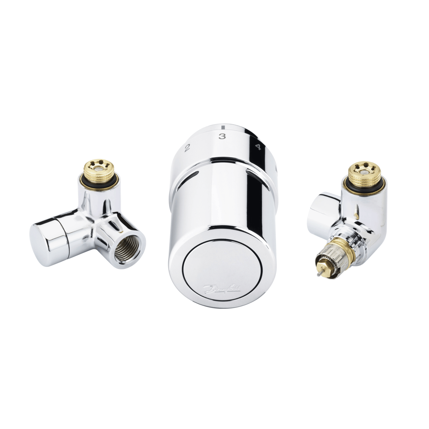 Danfoss RTX Design Set - RTX TRV and Lockshield Set - Right Hand - 1/2" - Chrome - 013G4132