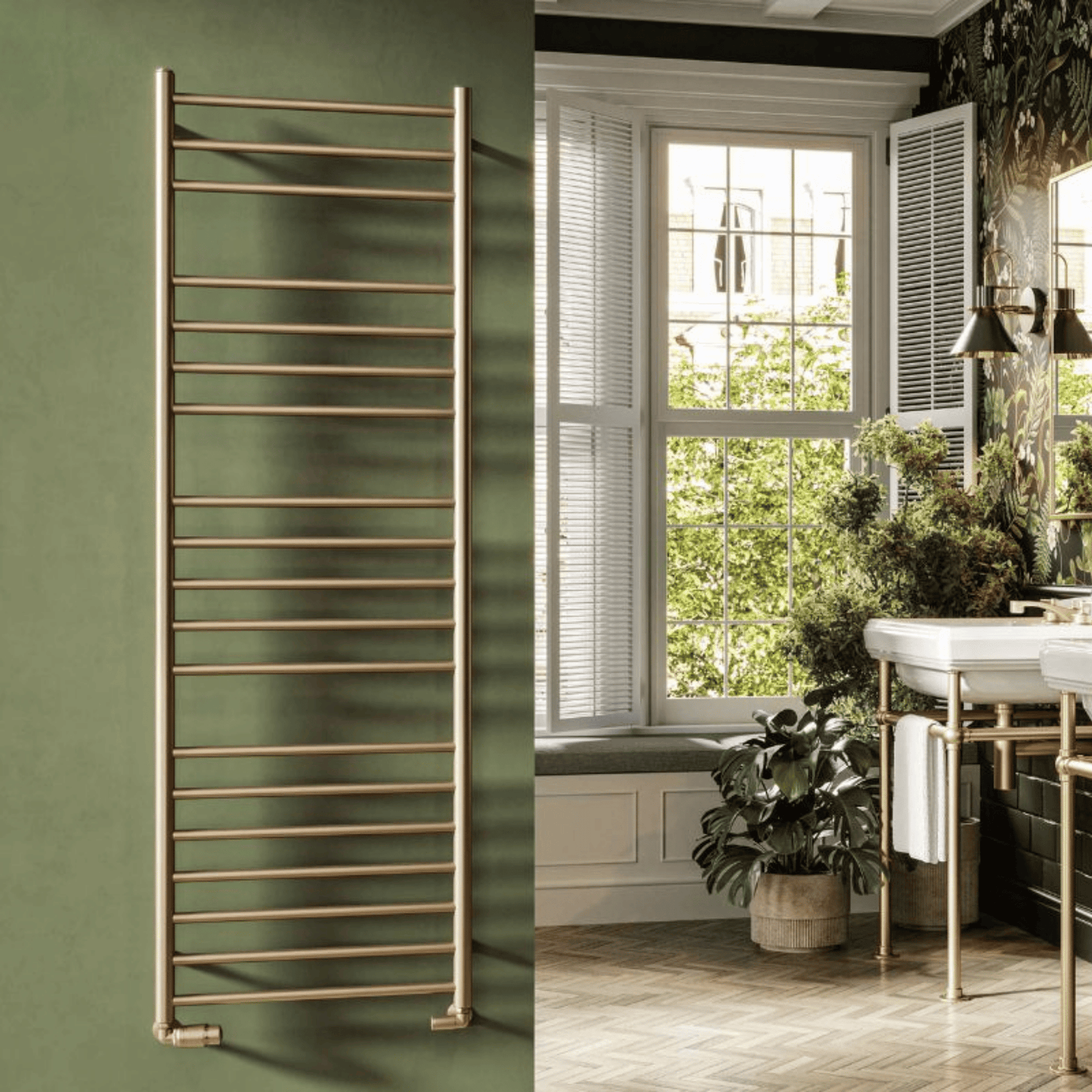 DQ Bonham Towel Rail with Essential Element - 700mm x 500mm - Brushed Brass - BONHAM-E 50/70-BB