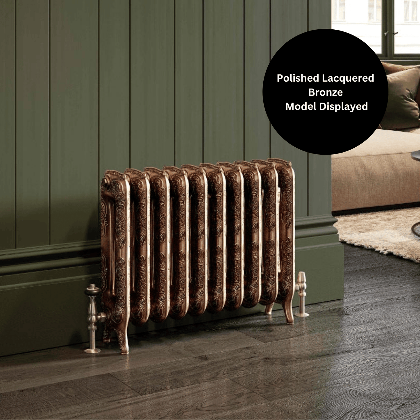 DQ Bronte Cast Iron Radiator - 960mm x 3070mm - Polished Lacquered - CR/BRO/960/40-PLF