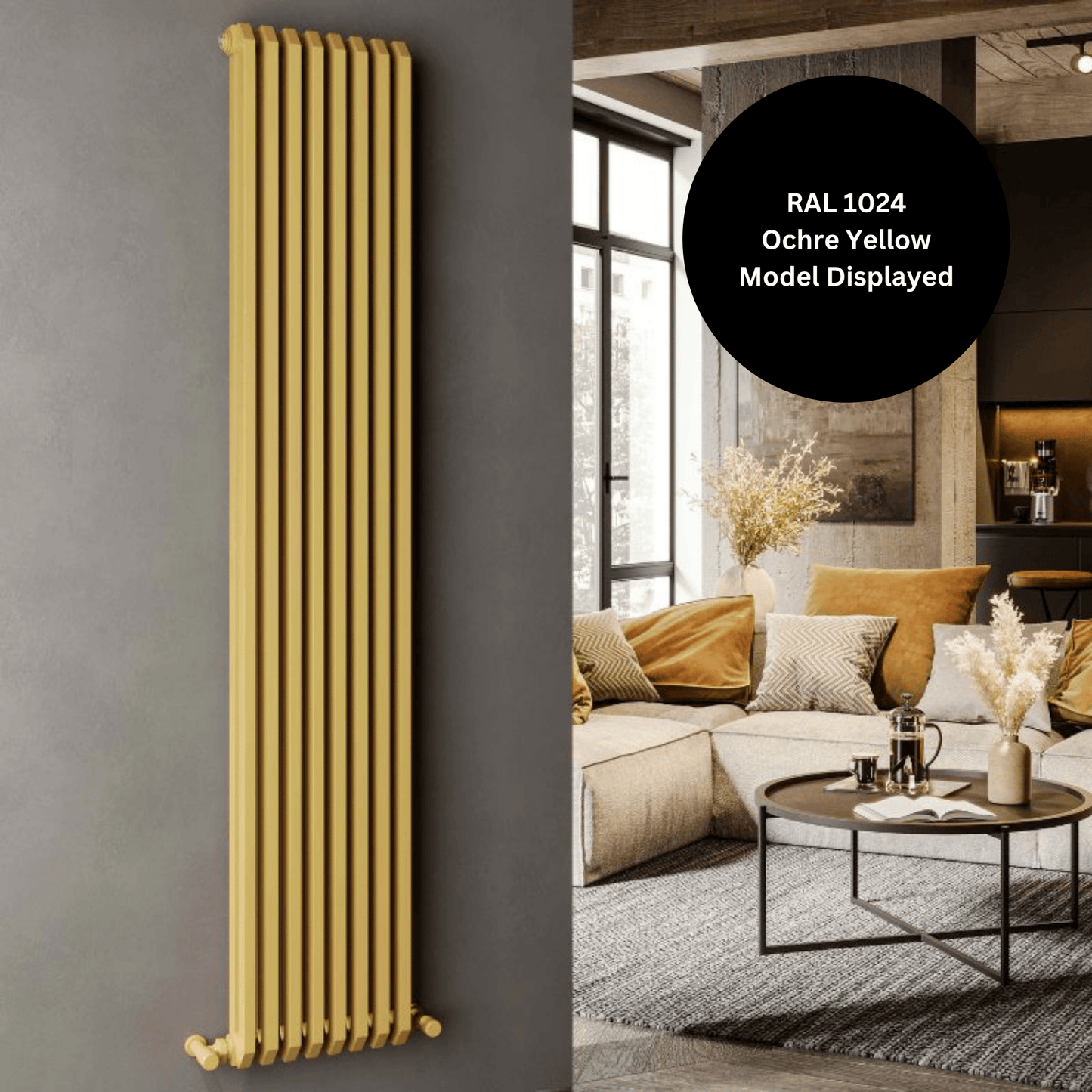 DQ Brunel Vertical Radiator - 1800mm x 512mm - RAL Colour/DQ Finishes - BRUNEL1800/12-F