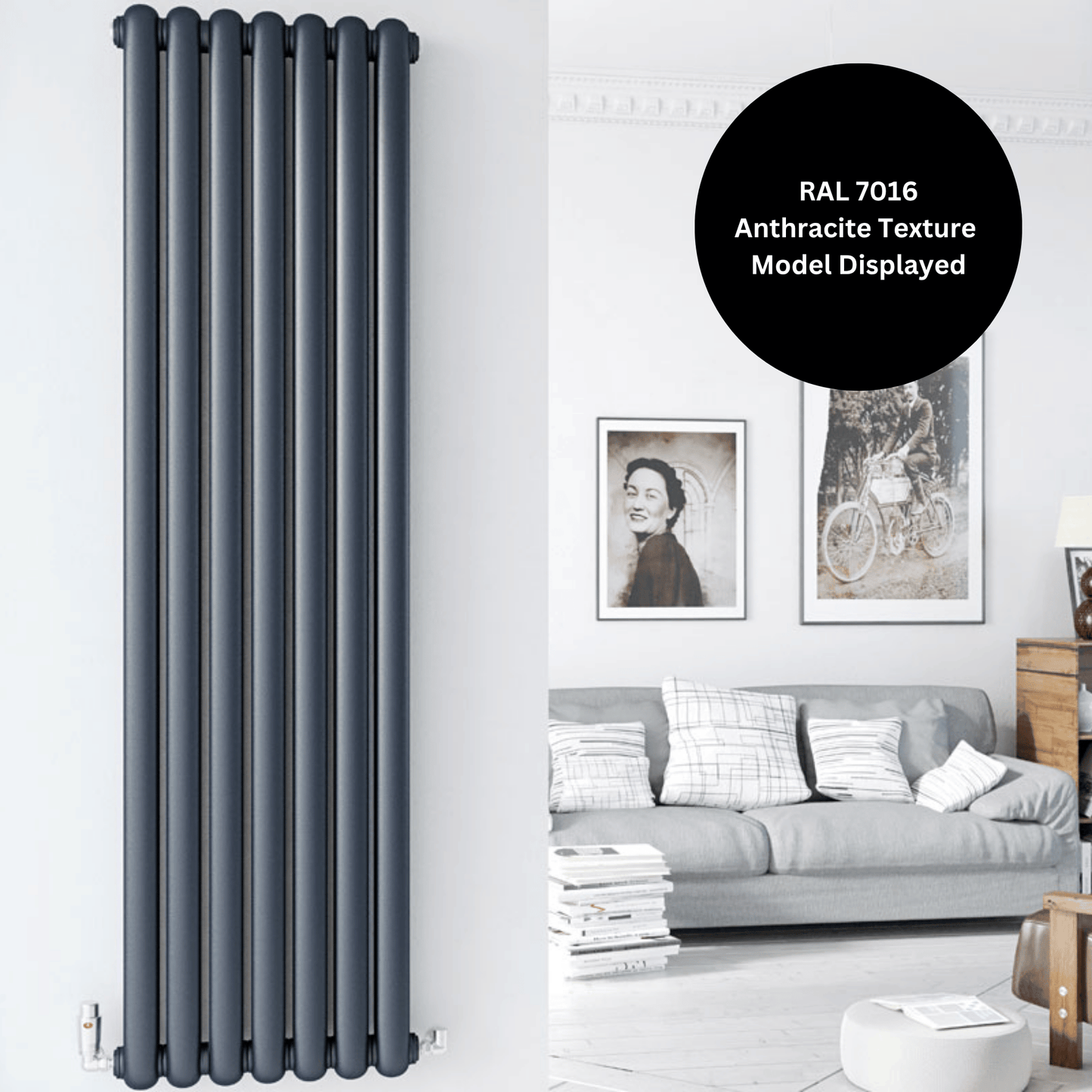 DQ Cassius Vertical Radiator - 1800mm x 510mm - RAL Colour/DQ Finishes - CASSIUS180/7-F