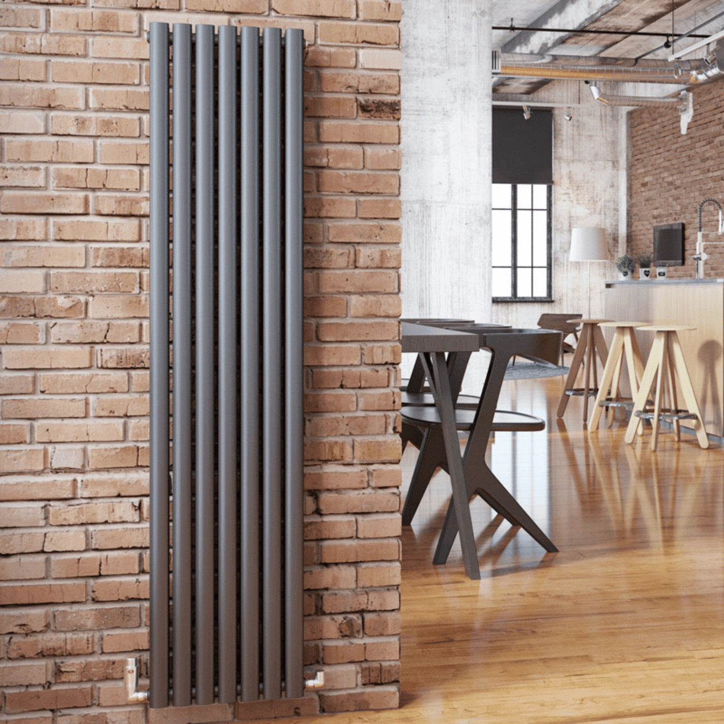 DQ Cove Double Vertical Radiator - 1800mm x 531mm - Anthracite Texture (RAL 7016) - COVE180/9D-A