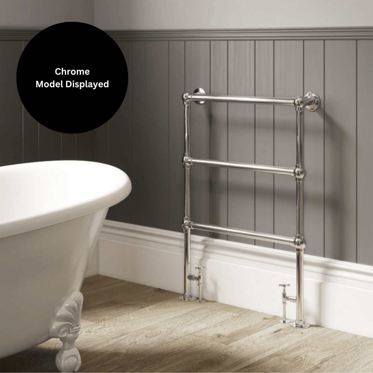 DQ Ickburgh Floor Mounted Towel Rail - 952mm x 989mm - Un-lacquered Polished Brass - ICKBURGH-4-PBU