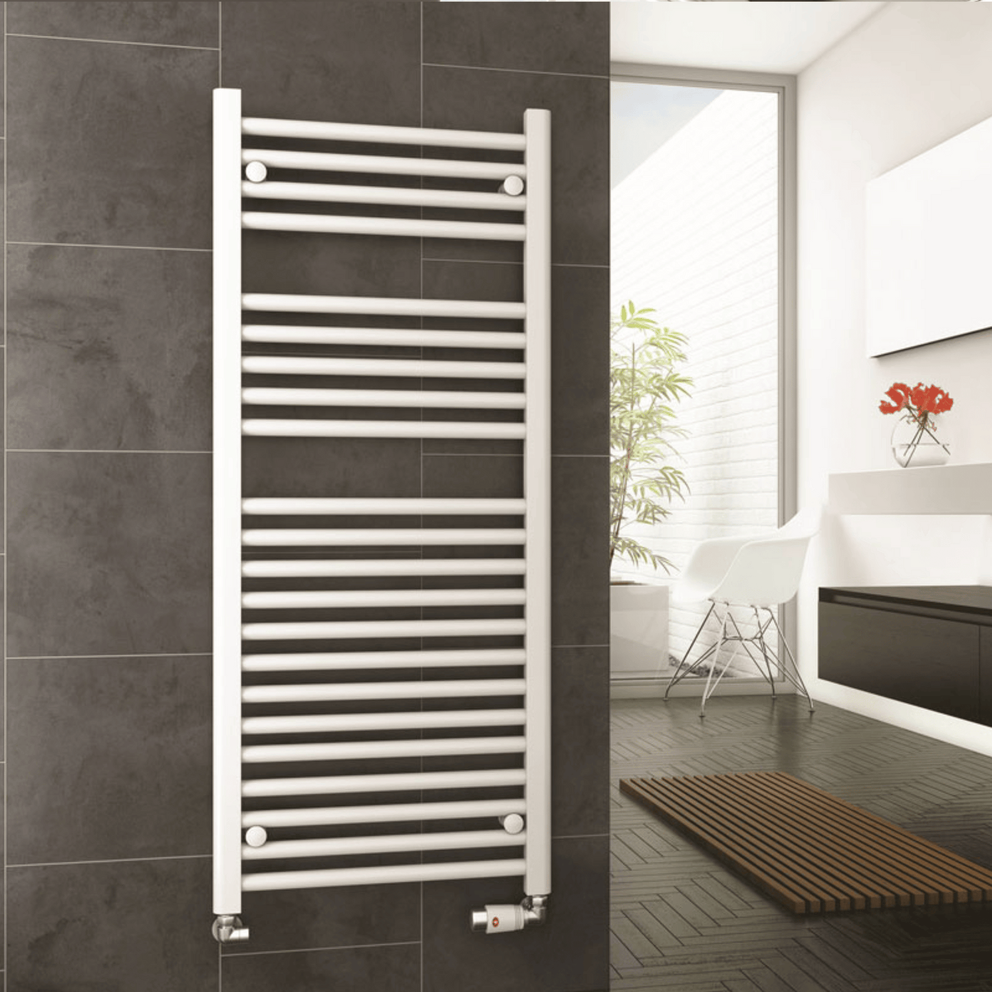 DQ Metro Towel Rail - 1200mm x 500mm - White (RAL 9016) - METRO50/120-W