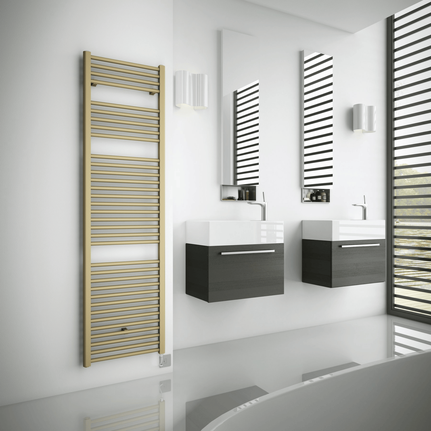 DQ Metro Towel Rail with TEC Element - 800mm x 300mm - RAL Colour/DQ Finishes - METRO-TEC 30/80-F