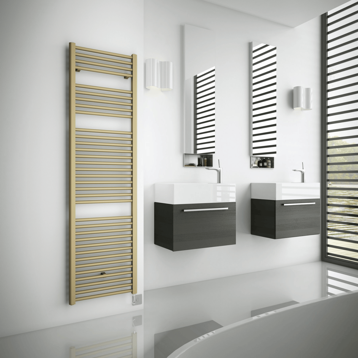 DQ Metro Towel Rail with TEC Element - 1200mm x 300mm - RAL Colour/DQ Finishes - METRO-TEC 30/120-F