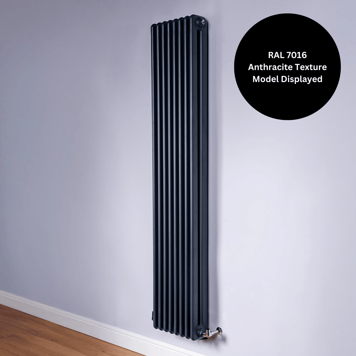DQ Newey Vertical Radiator - 1800mm x 554mm - F02 Ultra Matt Black - NEWEY1800/12-UMB