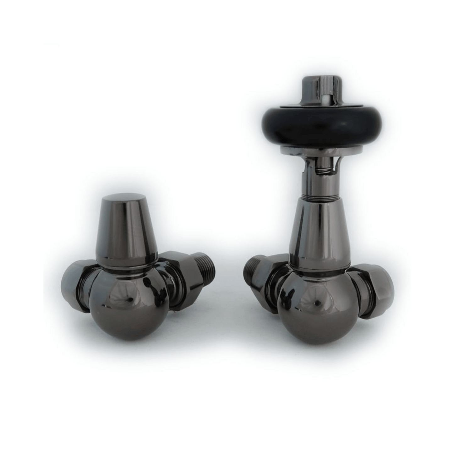 DQ Enzo Luxury Manual Radiator Valves - Corner - Black Nickel - ENZO-MAN-COR-BLK