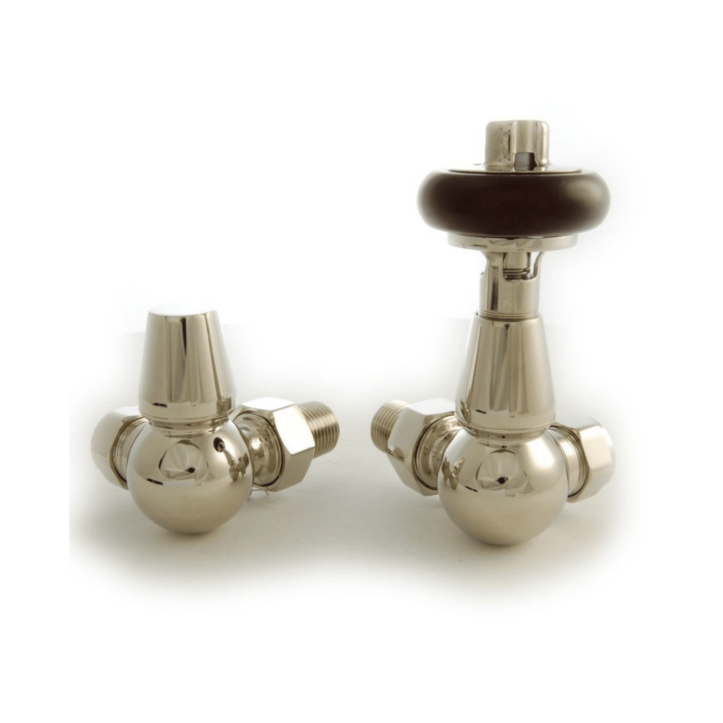 DQ Enzo Luxury Manual Radiator Valves - Corner - Polished Nickel - ENZO-MAN-COR-PN