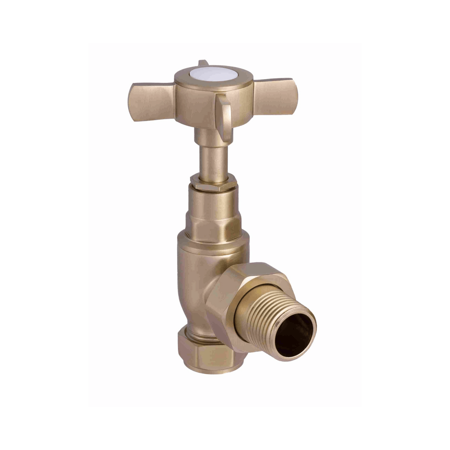 DQ Essential Manual Crosshead Valves - Angled - Brushed Brass - C/H-MAN-ANG-BB