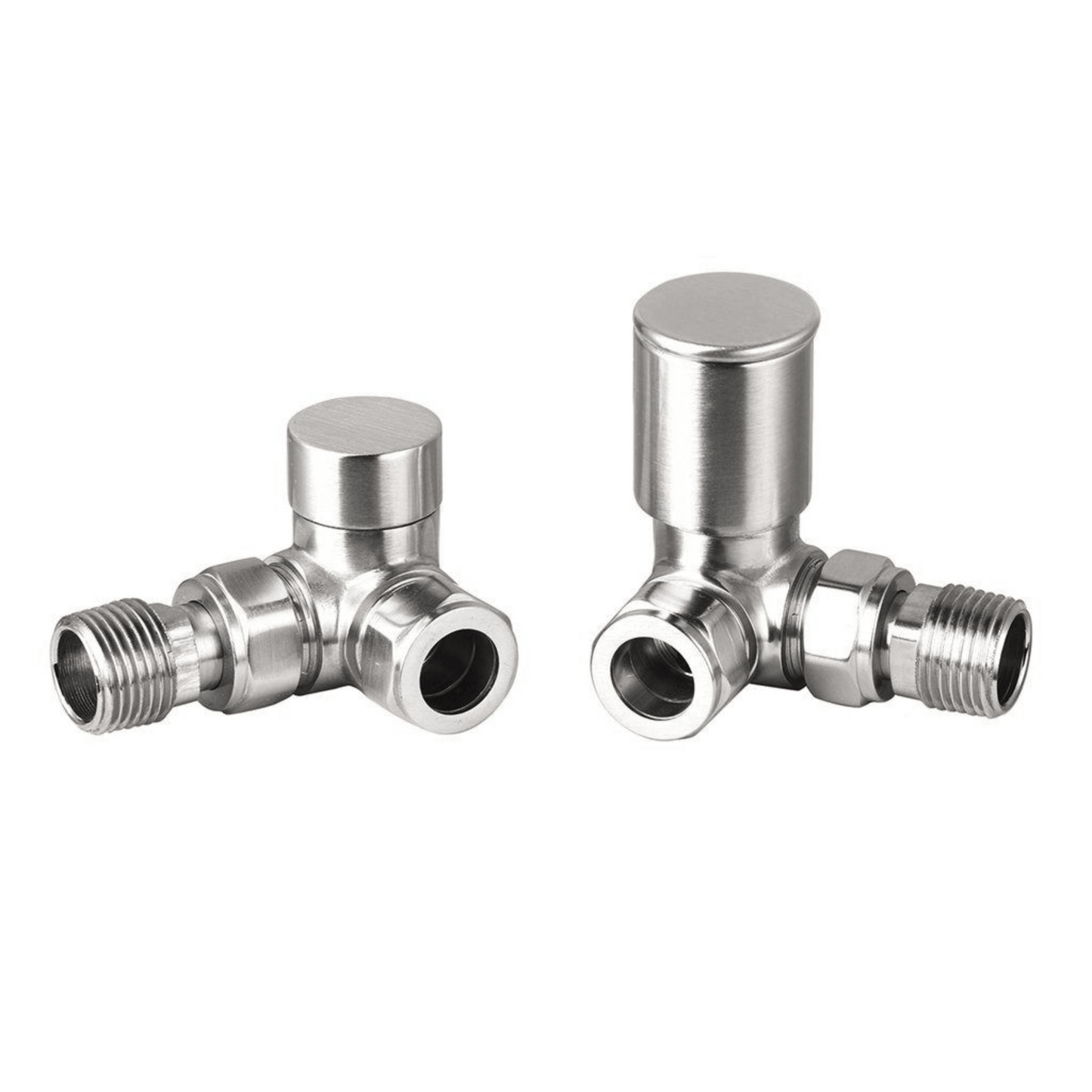 DQ Essential Manual Radiator Valves - Corner - Brushed Nickel - E-MAN-COR-BN