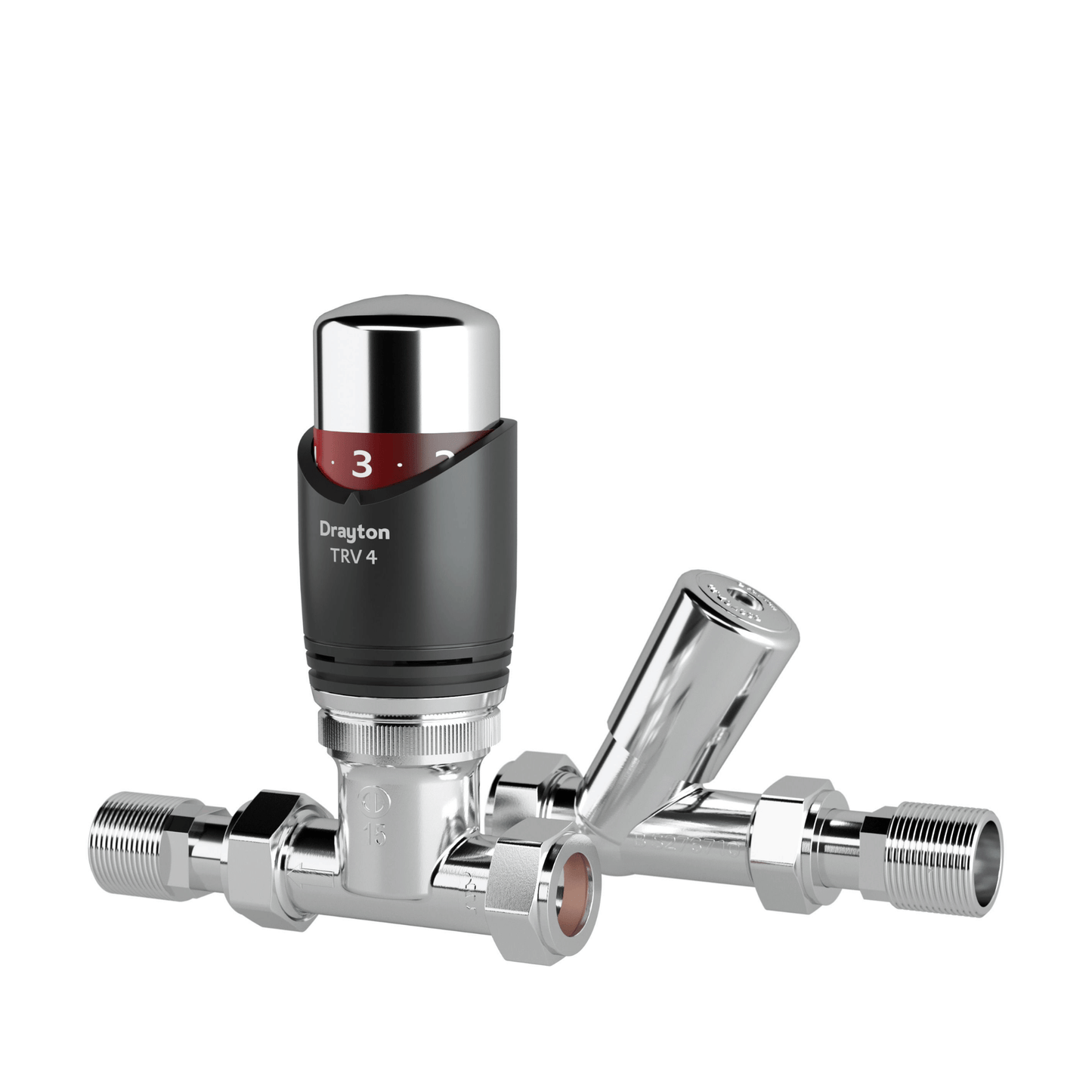 Drayton TRV4 Anthracite & Lockshield - Straight - 15mm - 07 05 211