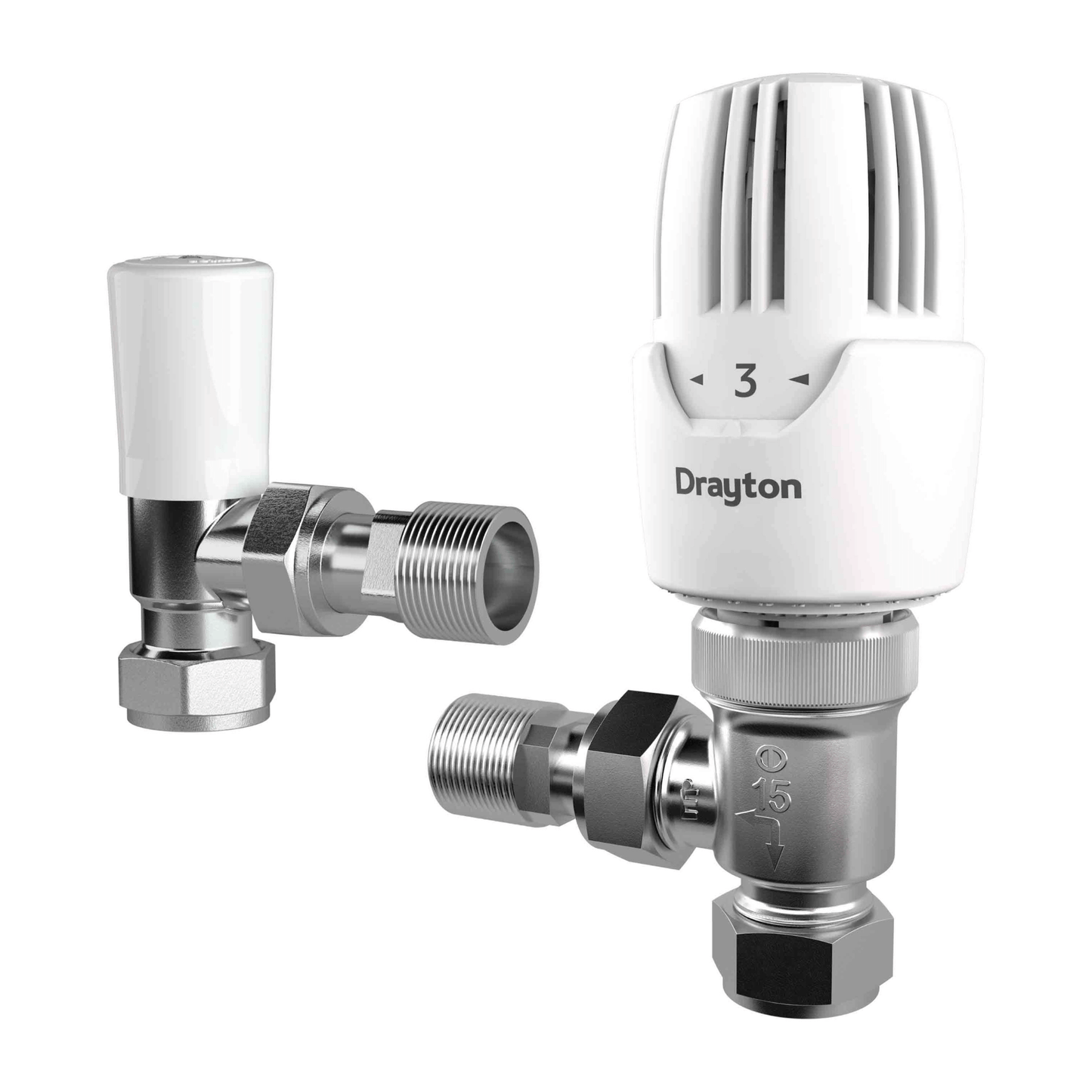 Drayton RT414 TRV & Lockshield - Angle - 15mm - 10 10 260