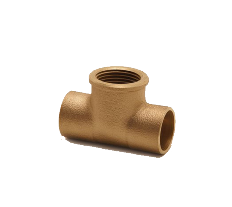 Kitemarked End Feed Female Iron Branch Reducing Tee - 22mm x 22mm x 3/4"