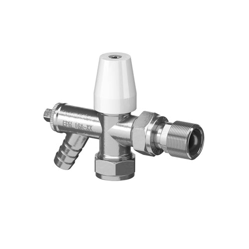 EPH Lockshield Valve Angled with Drain Off - 15mm - LSDOV15