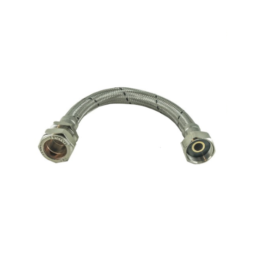 Flexible Tap Connector - C x F - Standard Bore - 15mm x 1/2" x 500mm - WRAS Approved