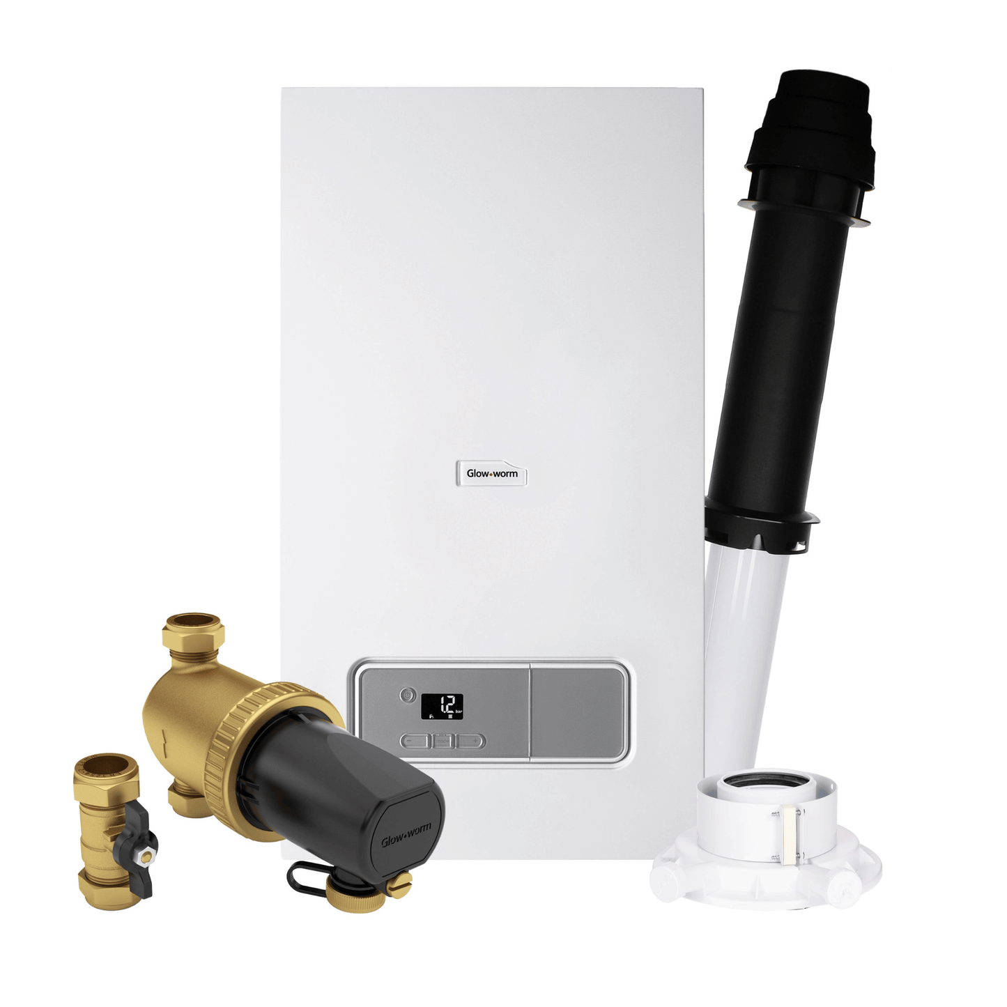 Glow-worm Energy7 35C Combi Restart Pack - Combi Boiler with Vertical Flue, Adaptor & System Filter - 10035898 + 10035820 + 20257015 + 20230604