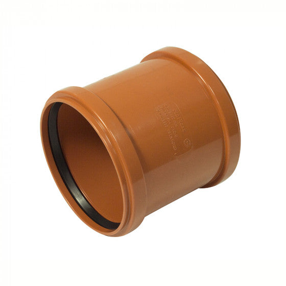 FloPlast 110mm Underground Drainage - Double Socket Coupling - D105