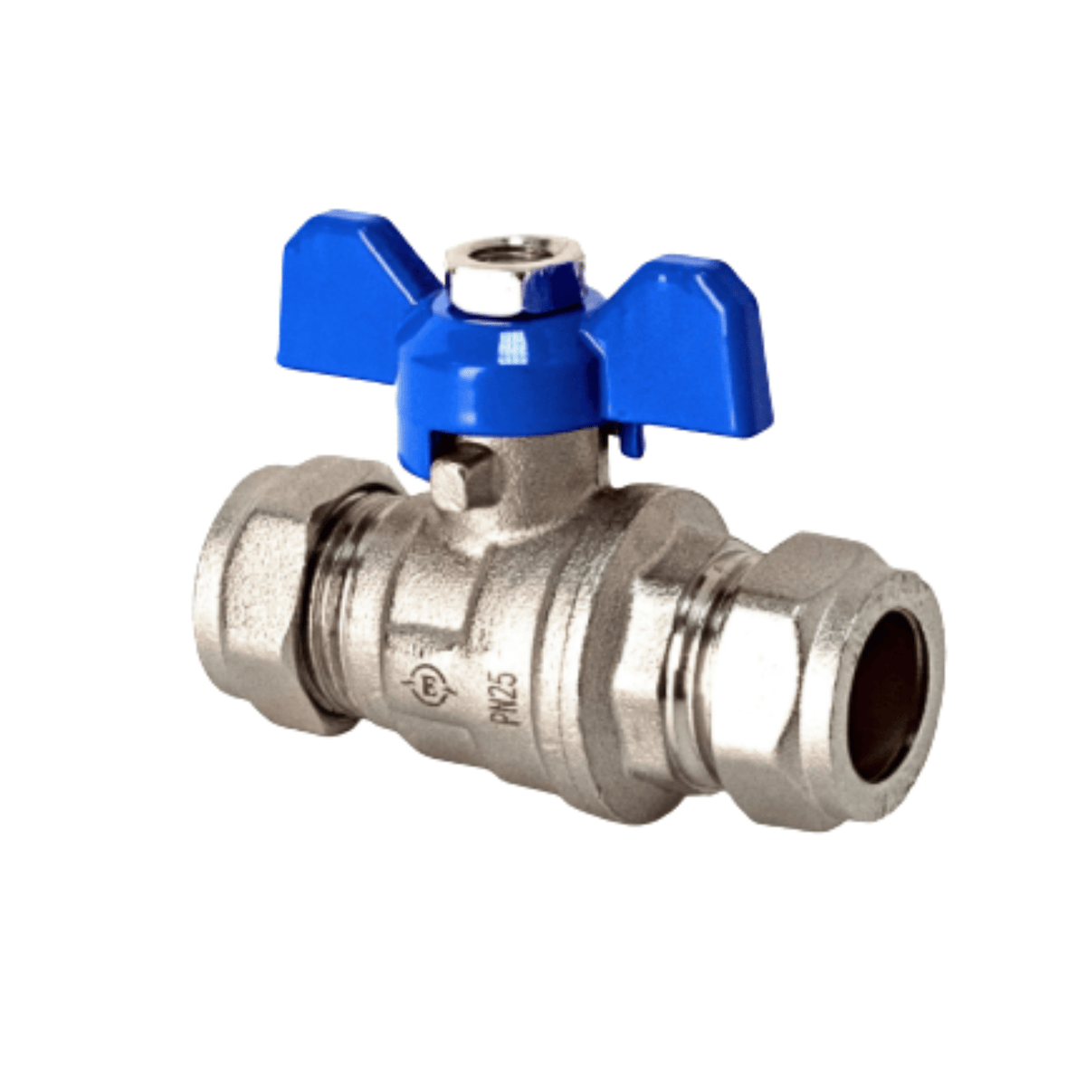 Inta i-Ball Full Bore Compression Ball Valve with Butterfly Handle - Blue - 35mm - BBV209335B